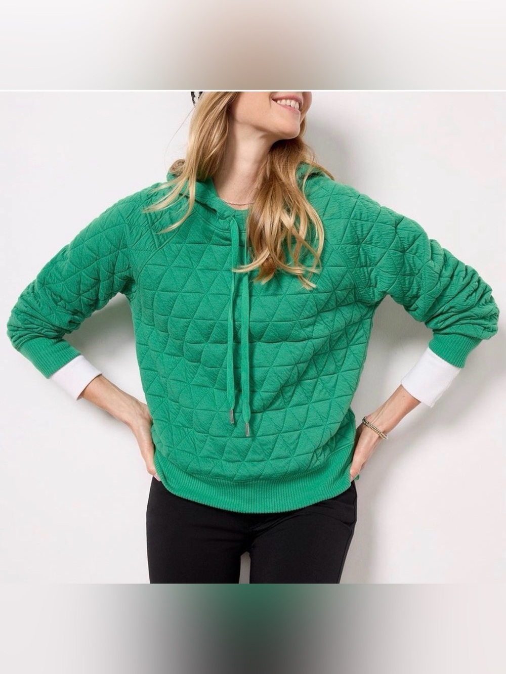 Evereve Lindsay Green Quilted Hoodie